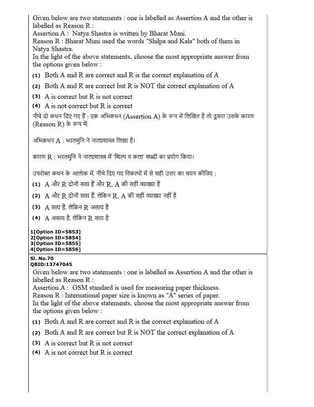 CUET (PG) 2022: PGQP-39 Fine Arts (2-09-2022) Question Paper - Page 35