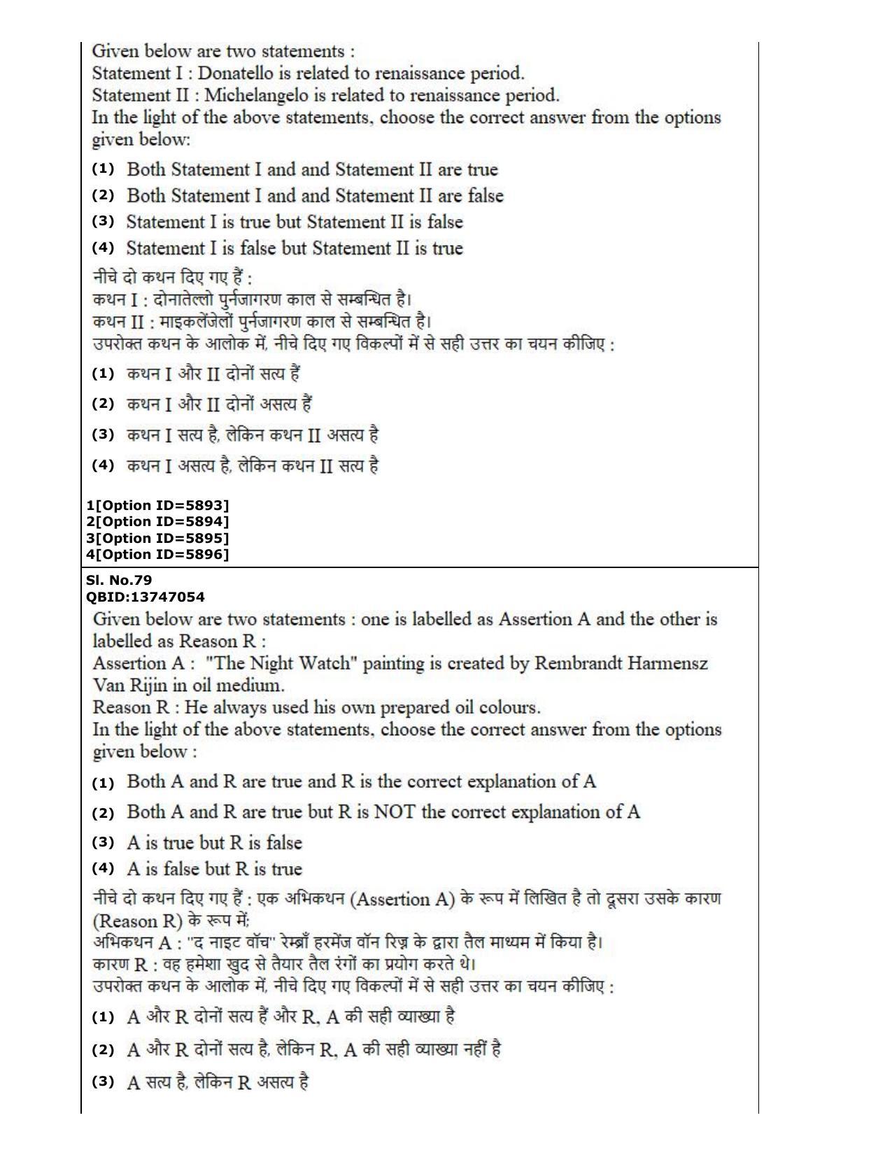 CUET (PG) 2022: PGQP-39 Fine Arts (2-09-2022) Question Paper - Page 41