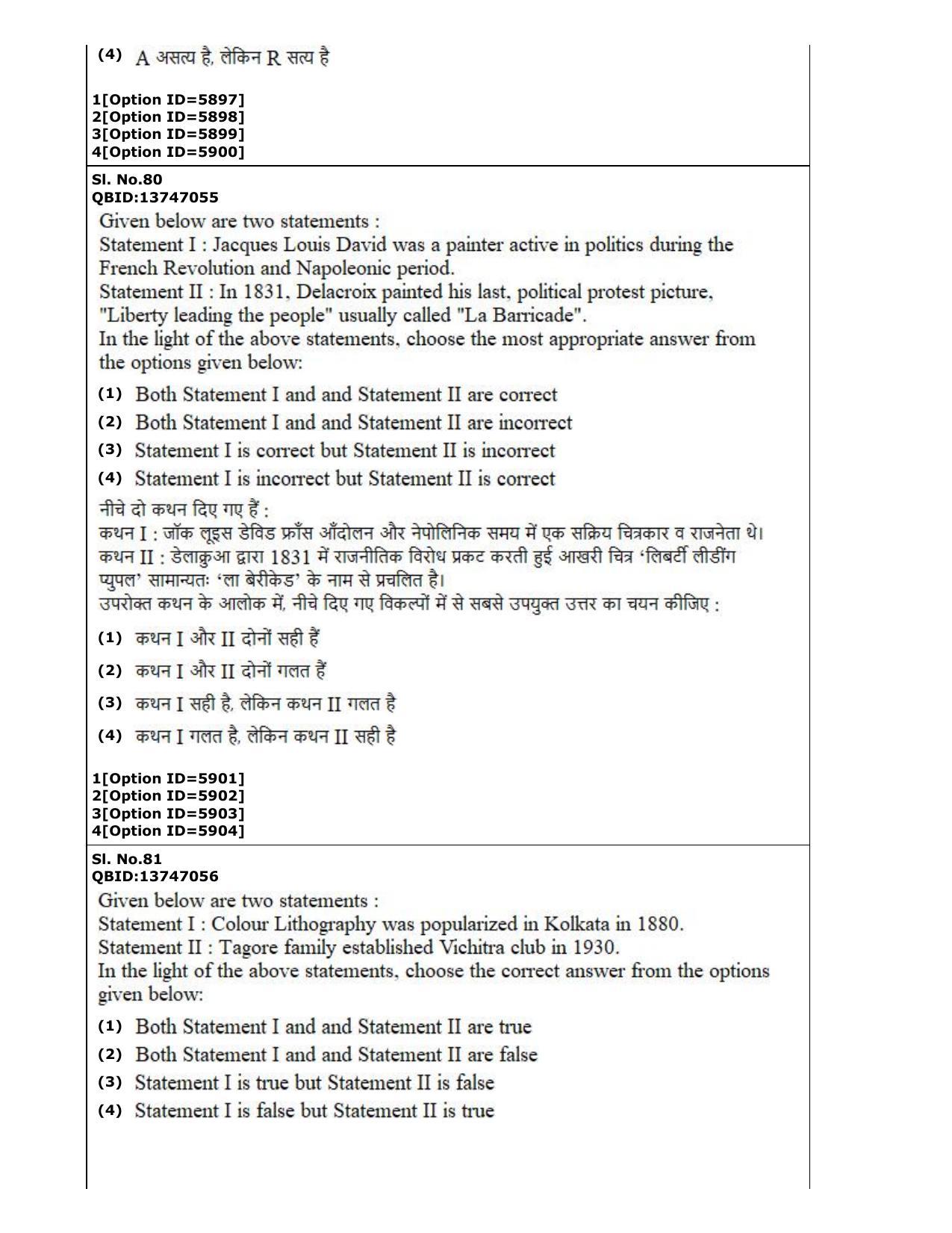 CUET (PG) 2022: PGQP-39 Fine Arts (2-09-2022) Question Paper - Page 42