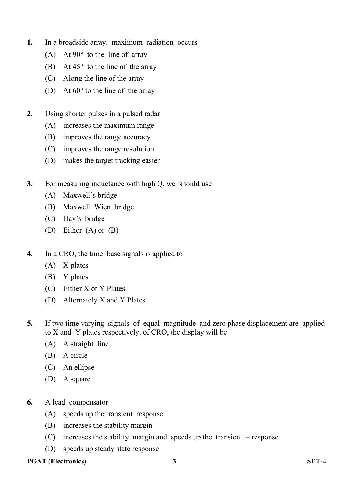 OJEE PGAT 2013 Electronics Set 4 Question Paper - Page 2