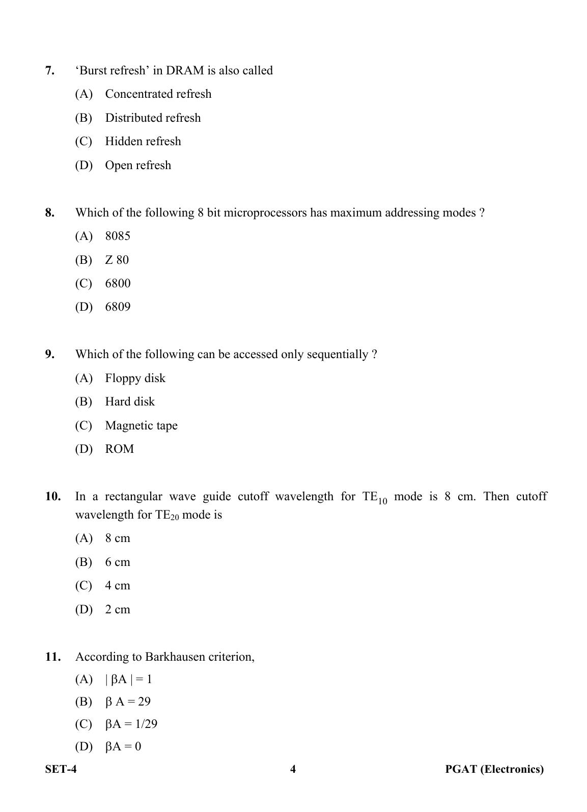 OJEE PGAT 2013 Electronics Set 4 Question Paper - Page 3
