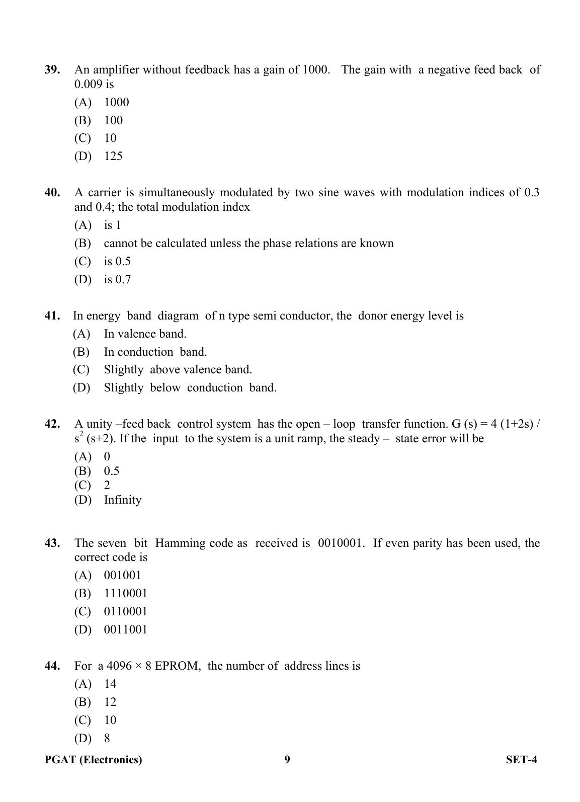OJEE PGAT 2013 Electronics Set 4 Question Paper - Page 8