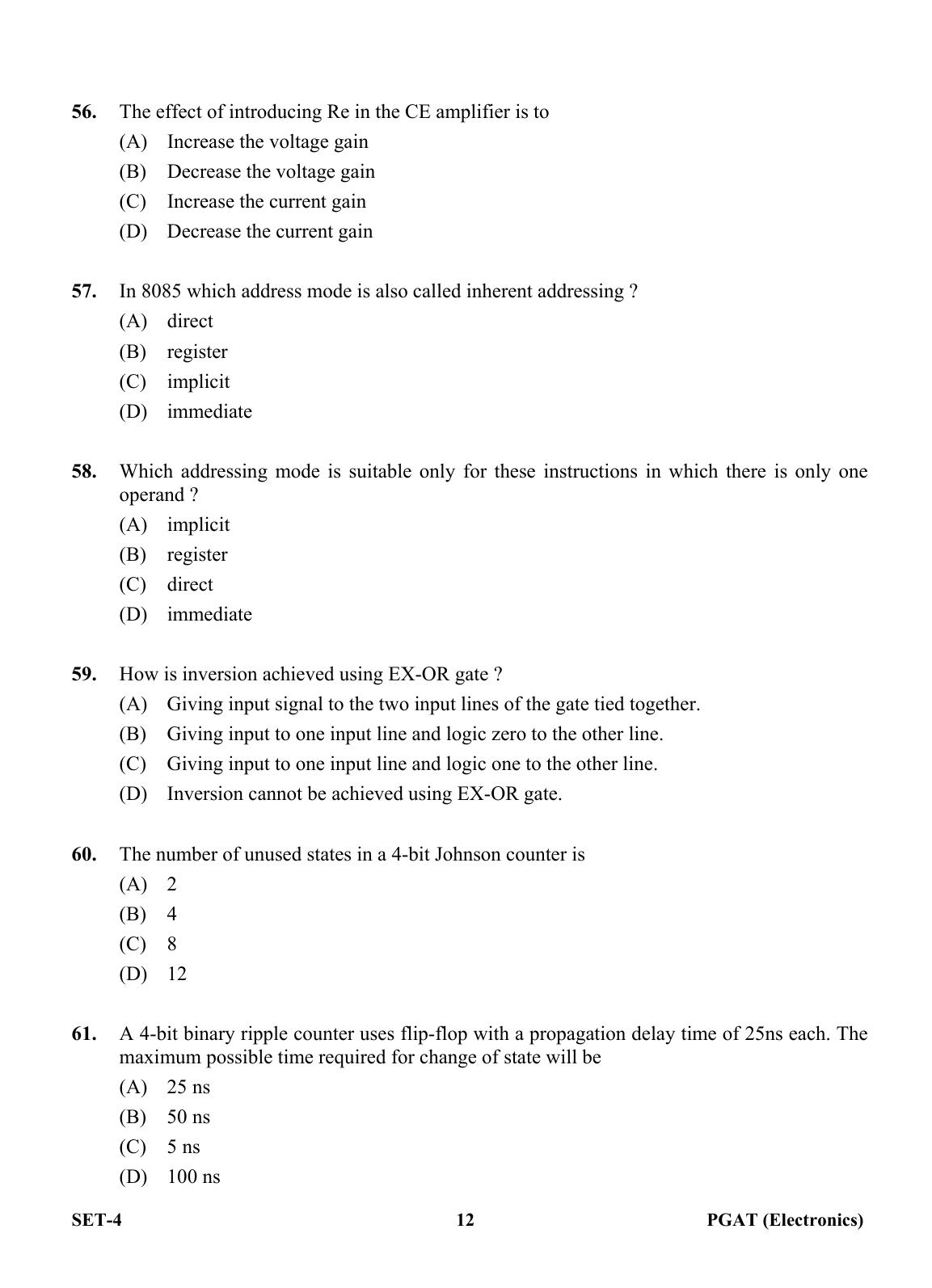OJEE PGAT 2013 Electronics Set 4 Question Paper - Page 11