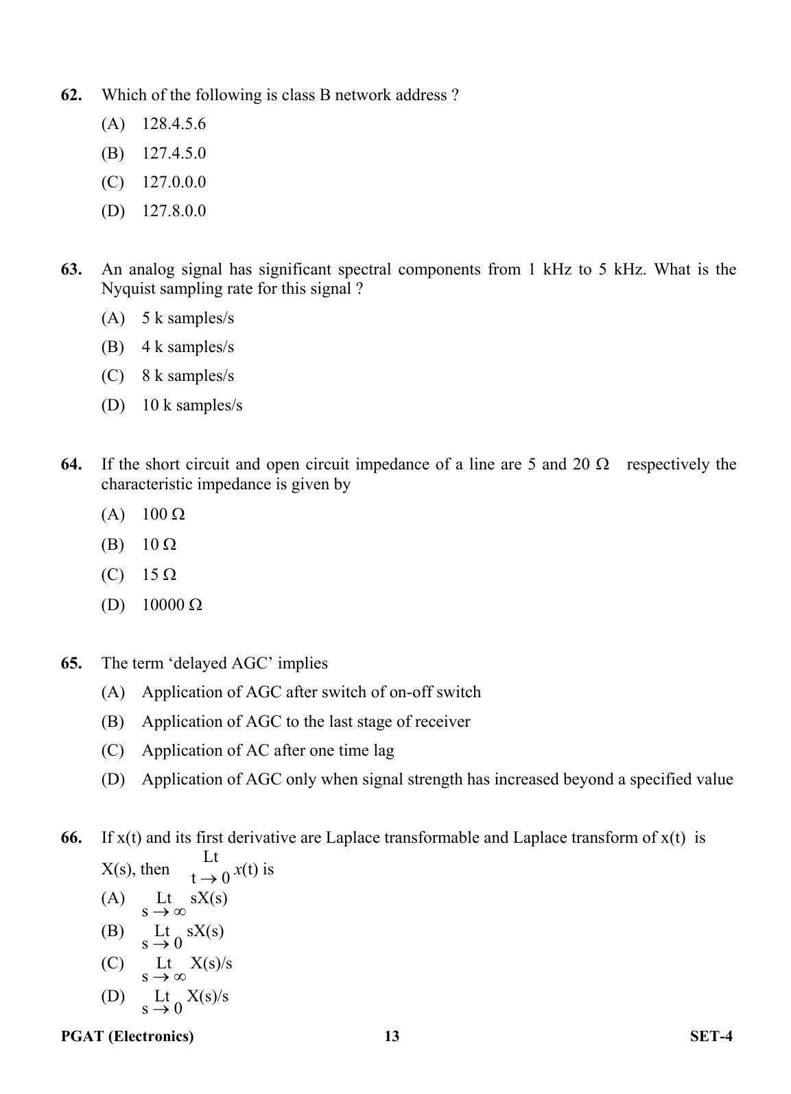 OJEE PGAT 2013 Electronics Set 4 Question Paper - Page 12