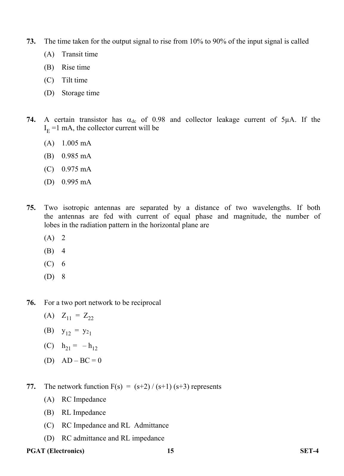 OJEE PGAT 2013 Electronics Set 4 Question Paper - Page 14