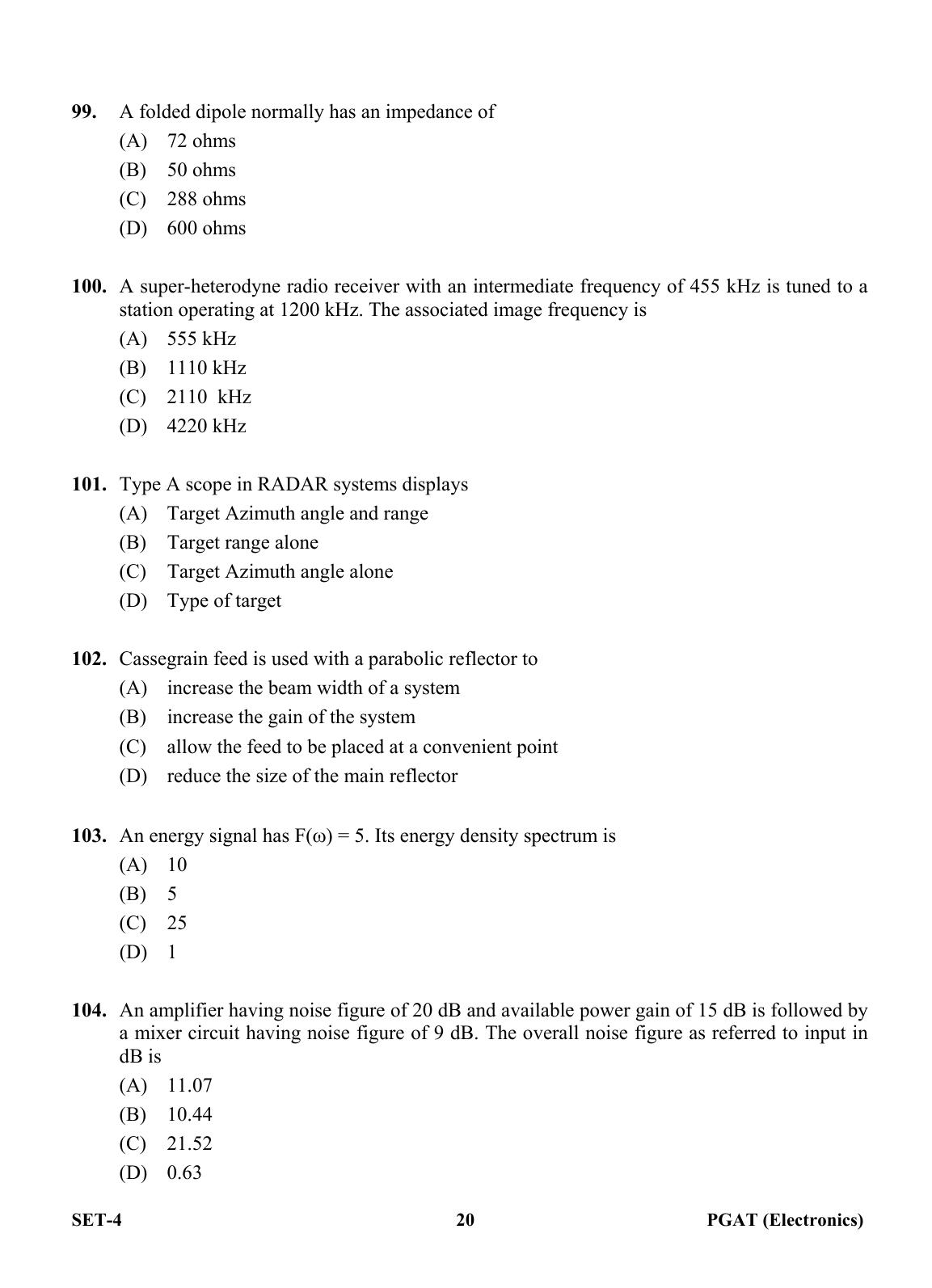 OJEE PGAT 2013 Electronics Set 4 Question Paper - Page 19