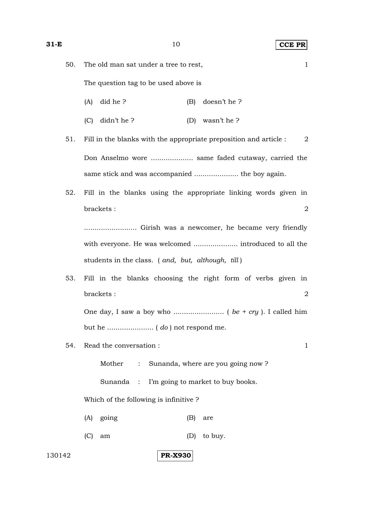 Karnataka SSLC English - Second Language - ENGLISH (31-E-CCE-PR_21) (Supplementary) June 2016 Question Paper - Page 10