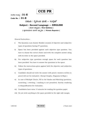Karnataka SSLC English - Second Language - ENGLISH (31-E-CCE-PR_21) (Supplementary) June 2016 Question Paper
