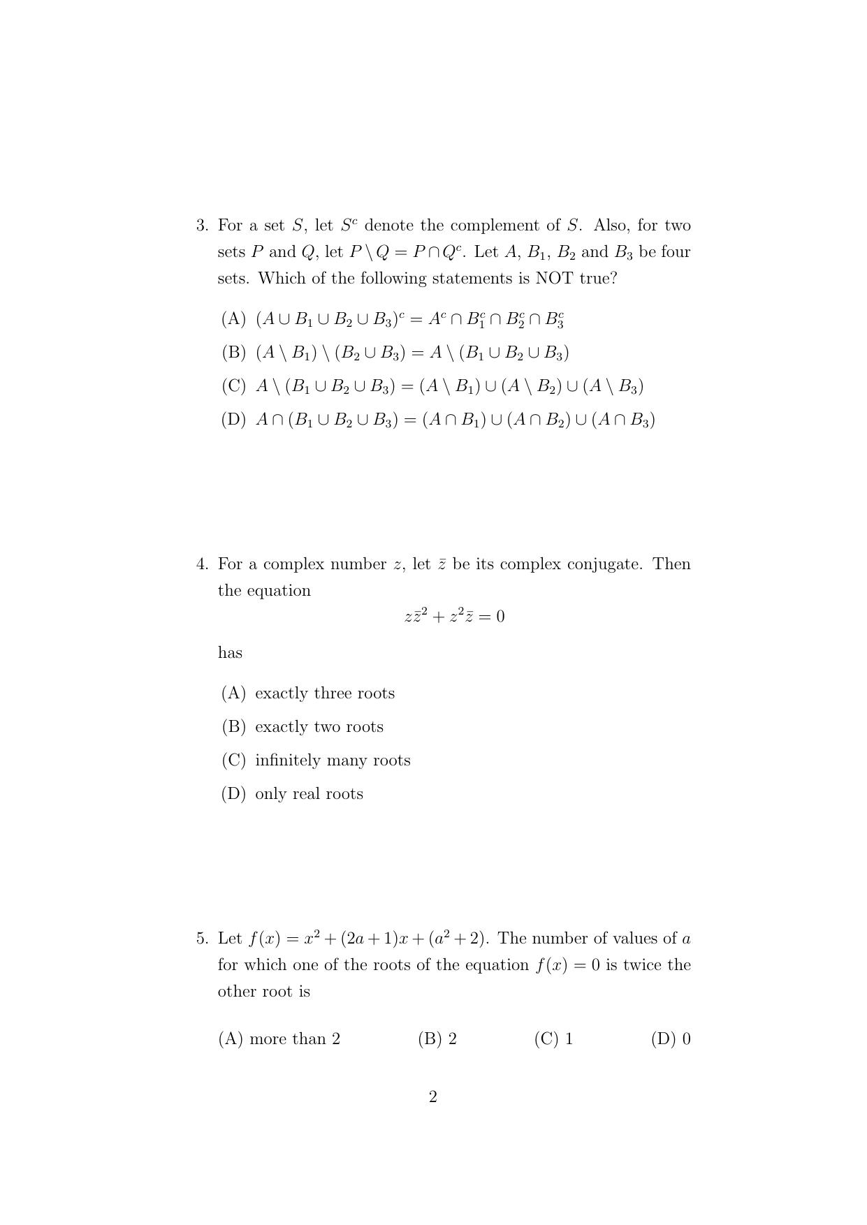 ISI Admission Test Master of Statistics (M.Stat.) (PSA) 2024 Sample Paper - Page 2