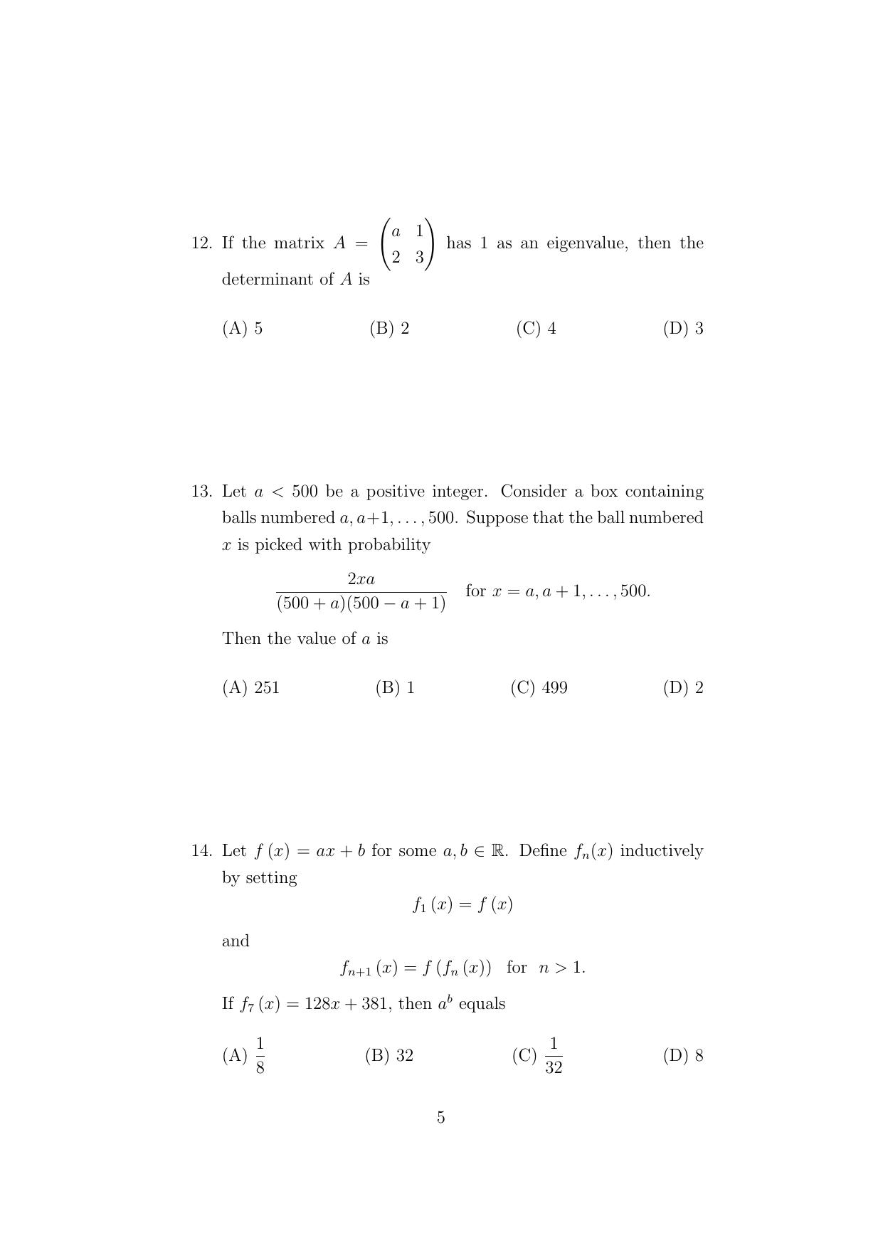 ISI Admission Test Master of Statistics (M.Stat.) (PSA) 2024 Sample Paper - Page 5