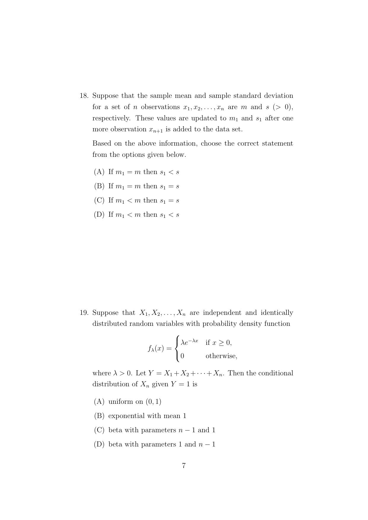 ISI Admission Test Master of Statistics (M.Stat.) (PSA) 2024 Sample Paper - Page 7