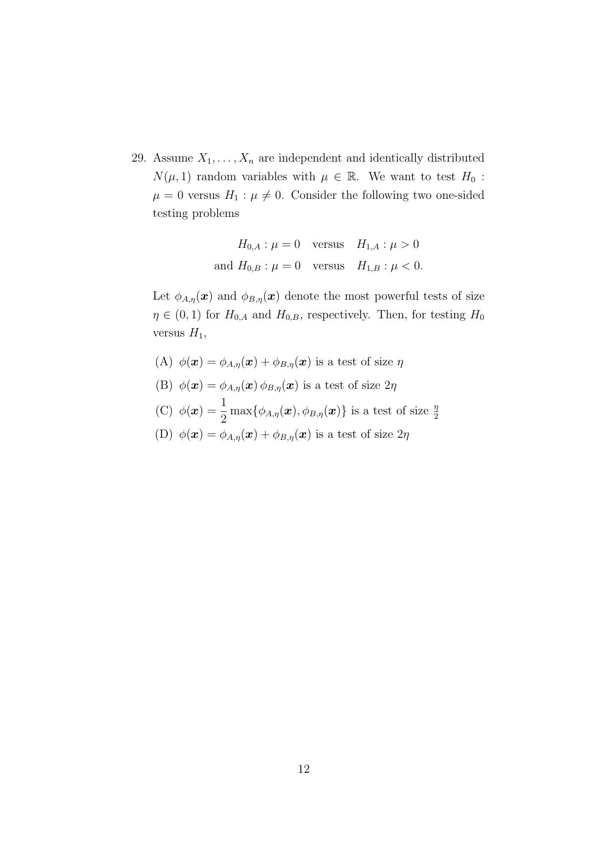 ISI Admission Test Master of Statistics (M.Stat.) (PSA) 2024 Sample Paper - Page 12