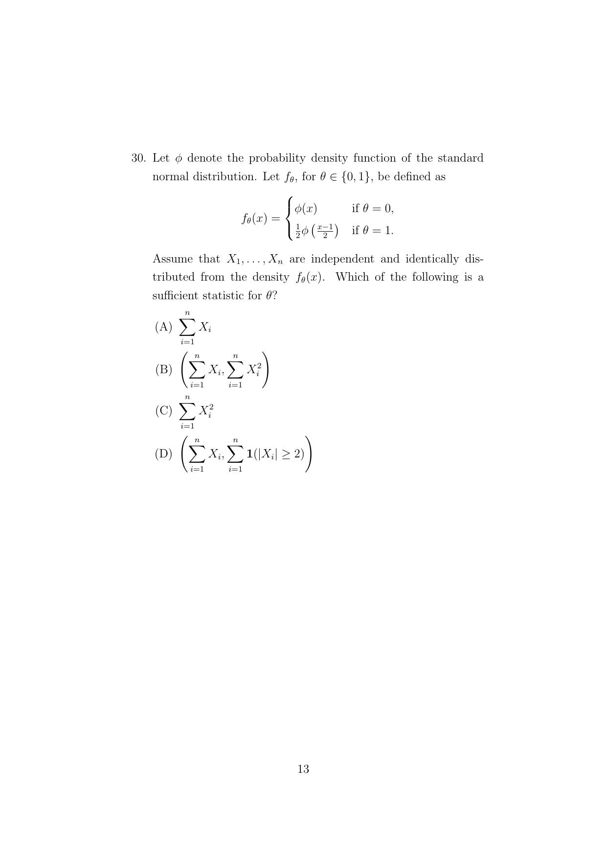 ISI Admission Test Master of Statistics (M.Stat.) (PSA) 2024 Sample Paper - Page 13