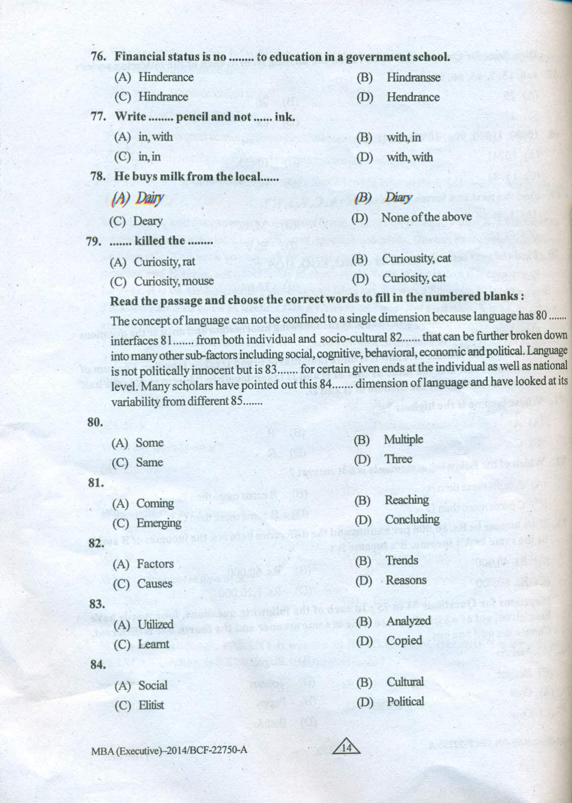 PU USOL MBA 2024 Questions Papers with & Answers Key - Page 13