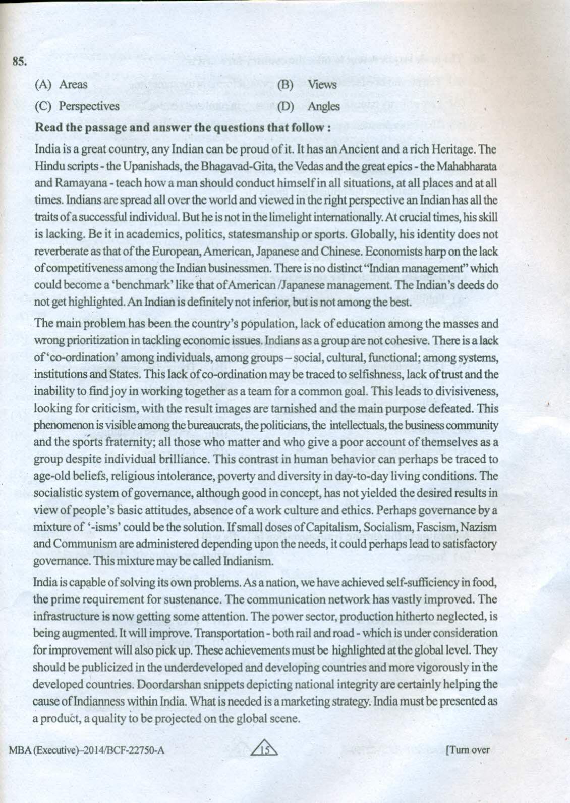 PU USOL MBA 2024 Questions Papers with & Answers Key - Page 14