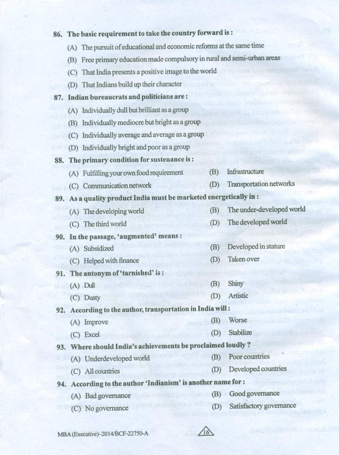 PU USOL MBA 2024 Questions Papers with & Answers Key - Page 15