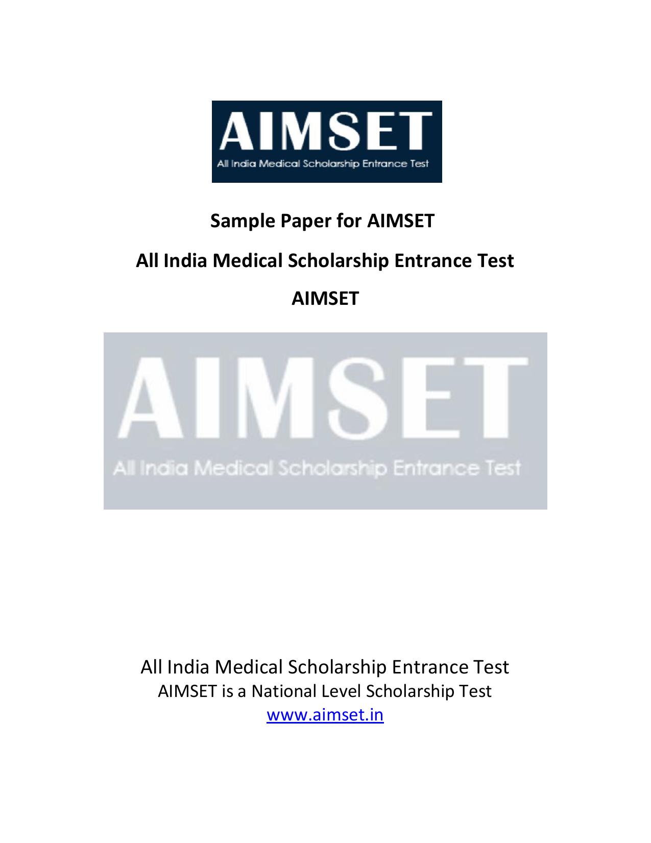 AIMSET 2024 Sample Paper - II - Page 1