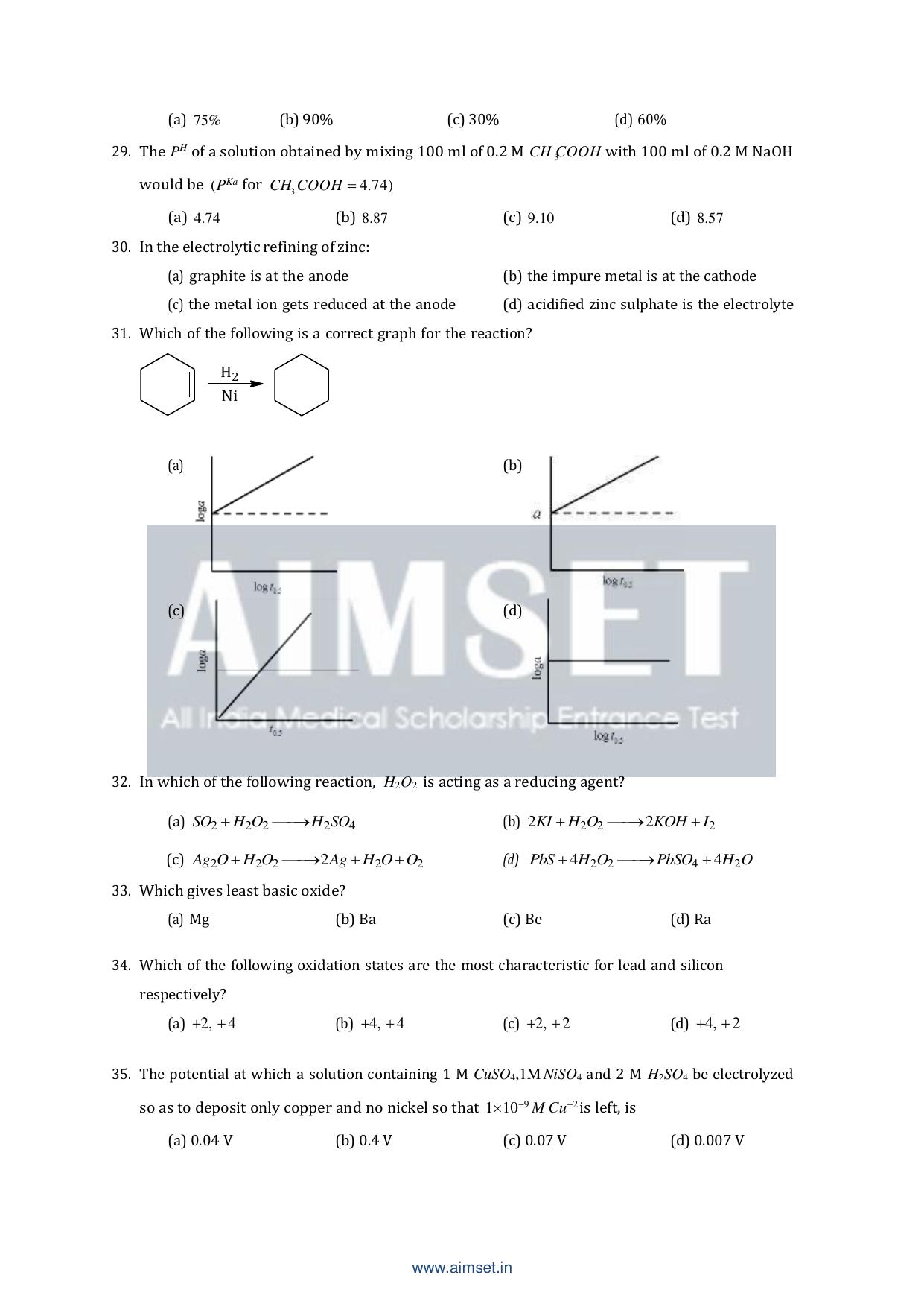 AIMSET 2024 Sample Paper - II - Page 6