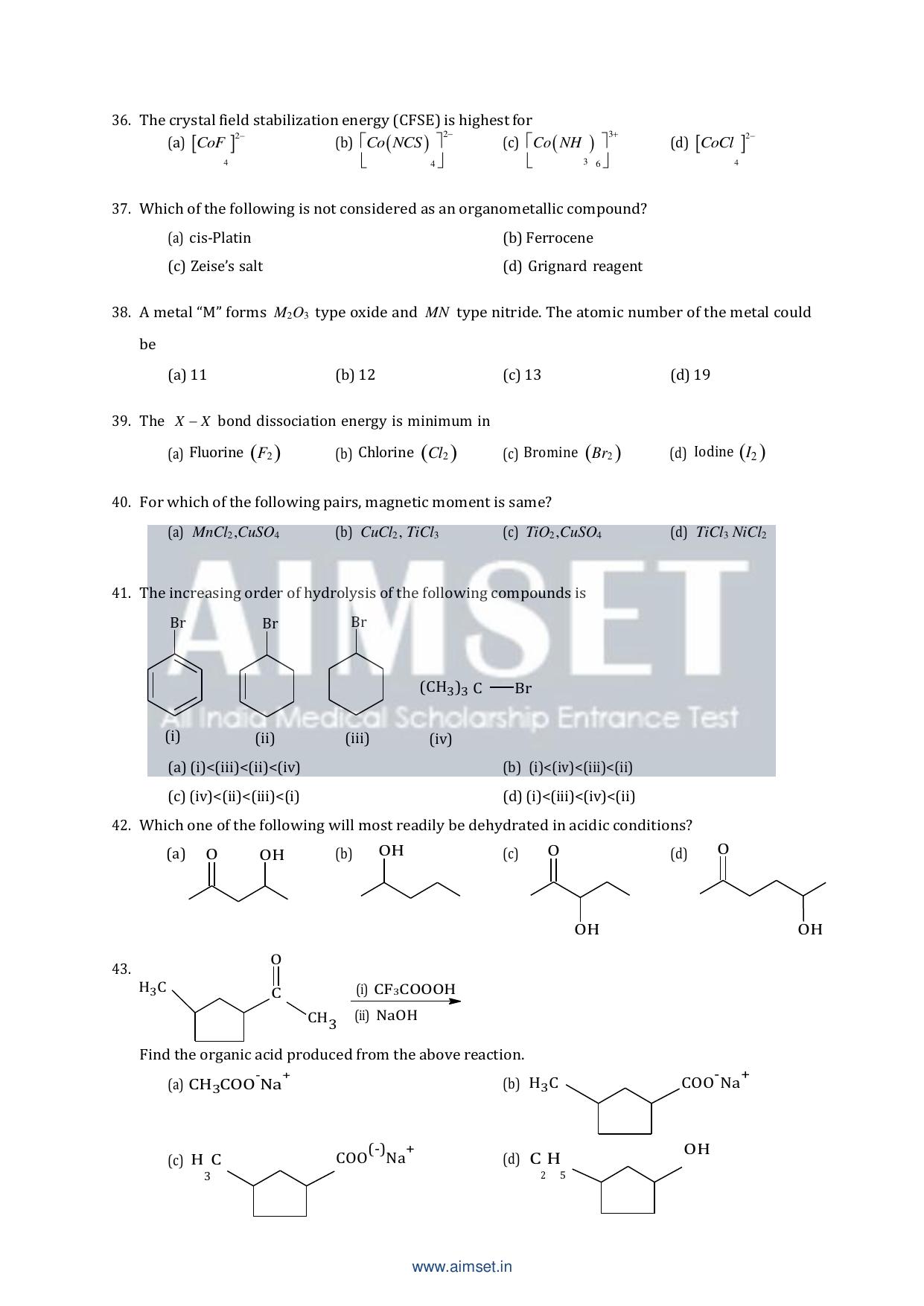 AIMSET 2024 Sample Paper - II - Page 7