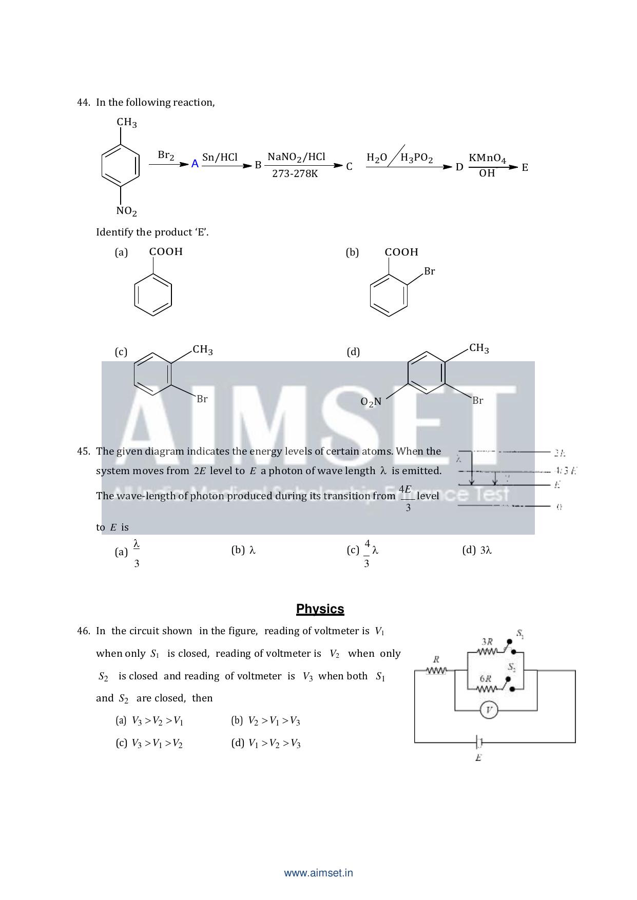 AIMSET 2024 Sample Paper - II - Page 8