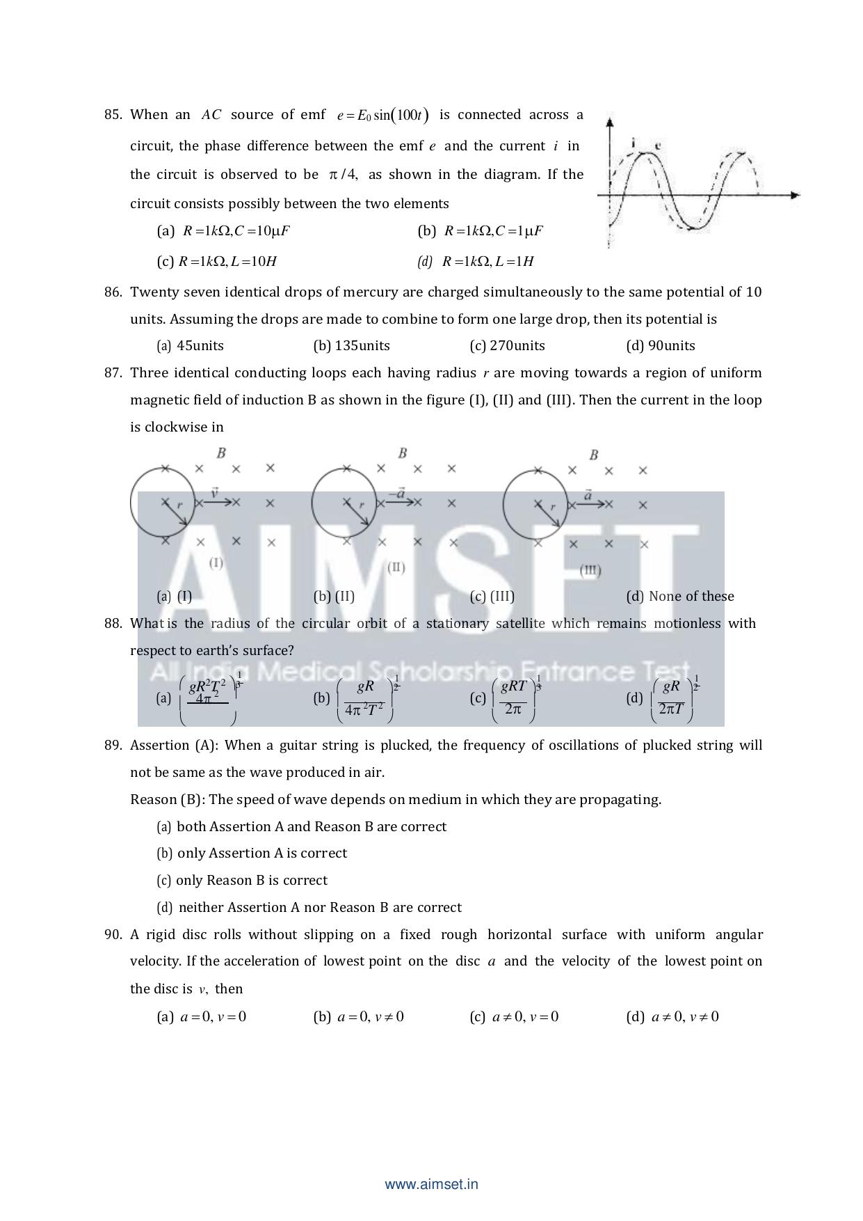 AIMSET 2024 Sample Paper - II - Page 14