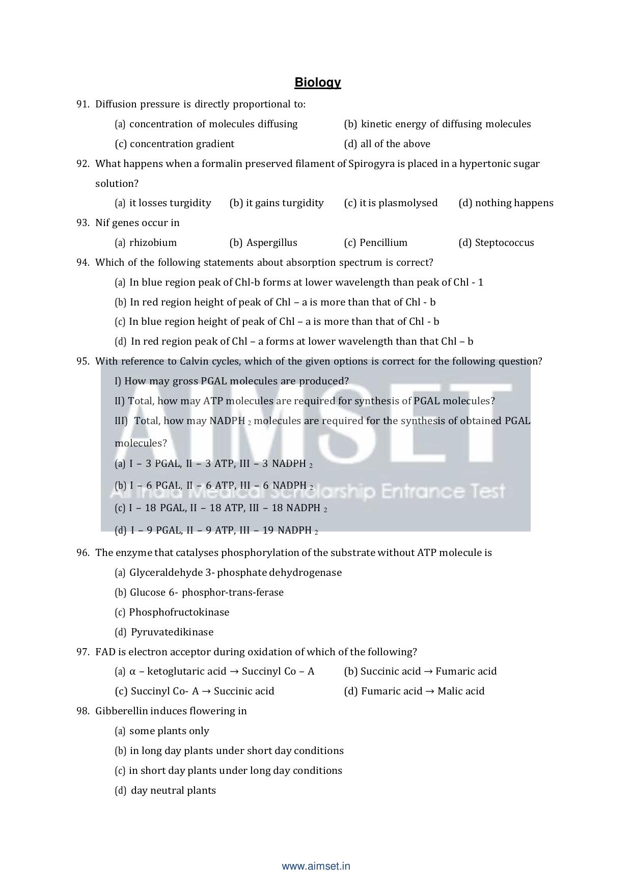 AIMSET 2024 Sample Paper - II - Page 15