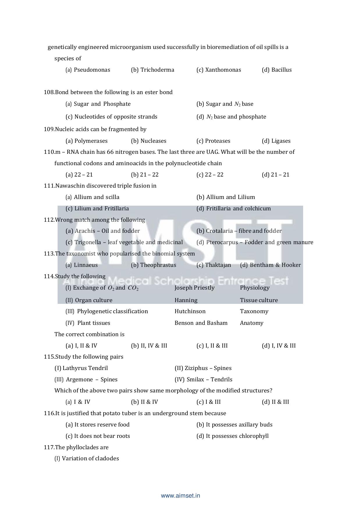 AIMSET 2024 Sample Paper - II - Page 17