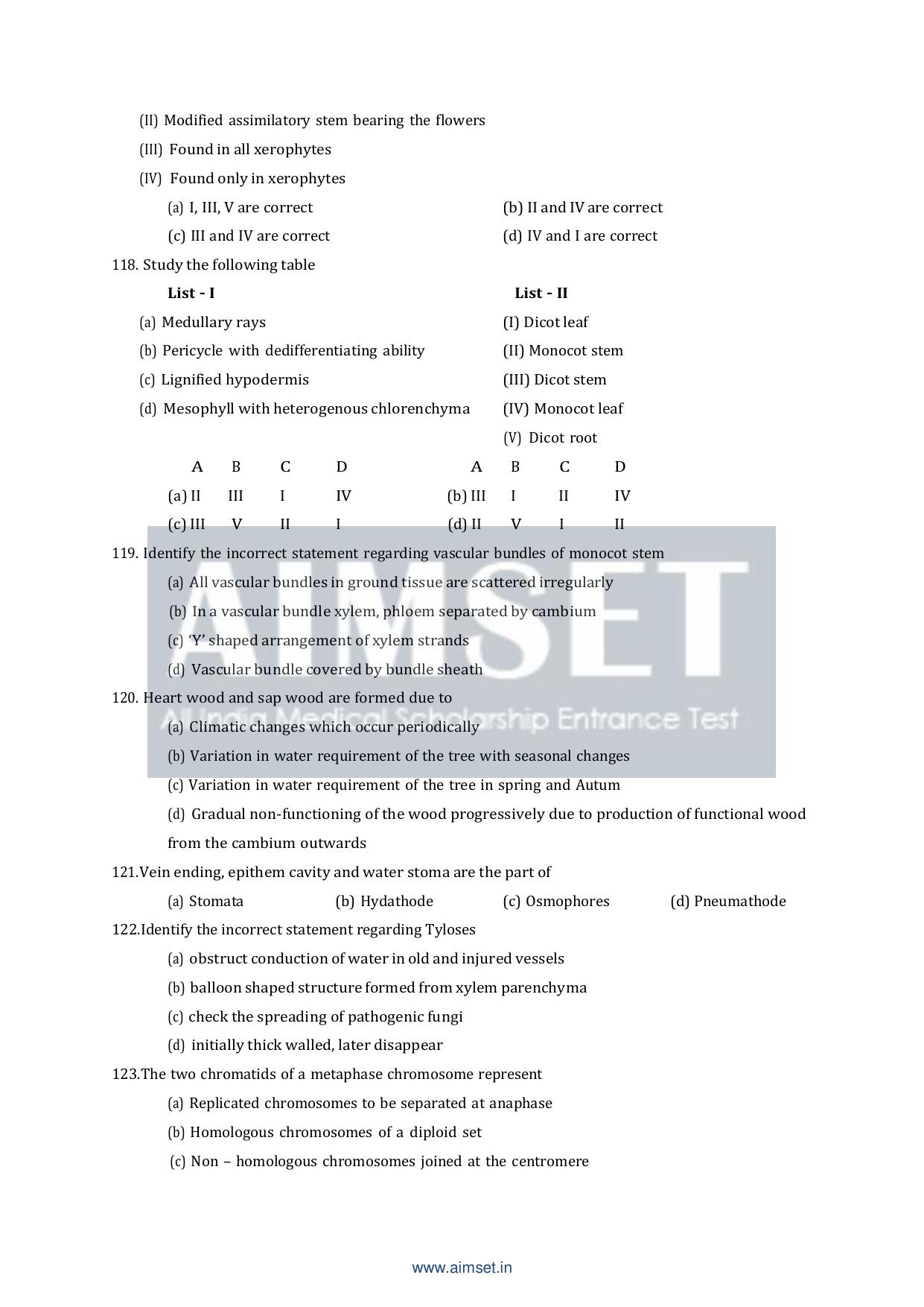 AIMSET 2024 Sample Paper - II - Page 18
