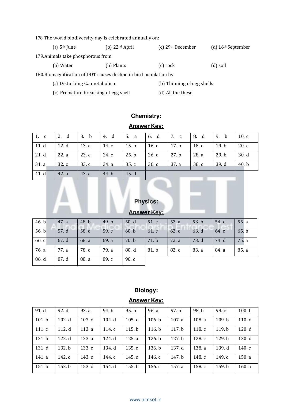 AIMSET 2024 Sample Paper - II - Page 25