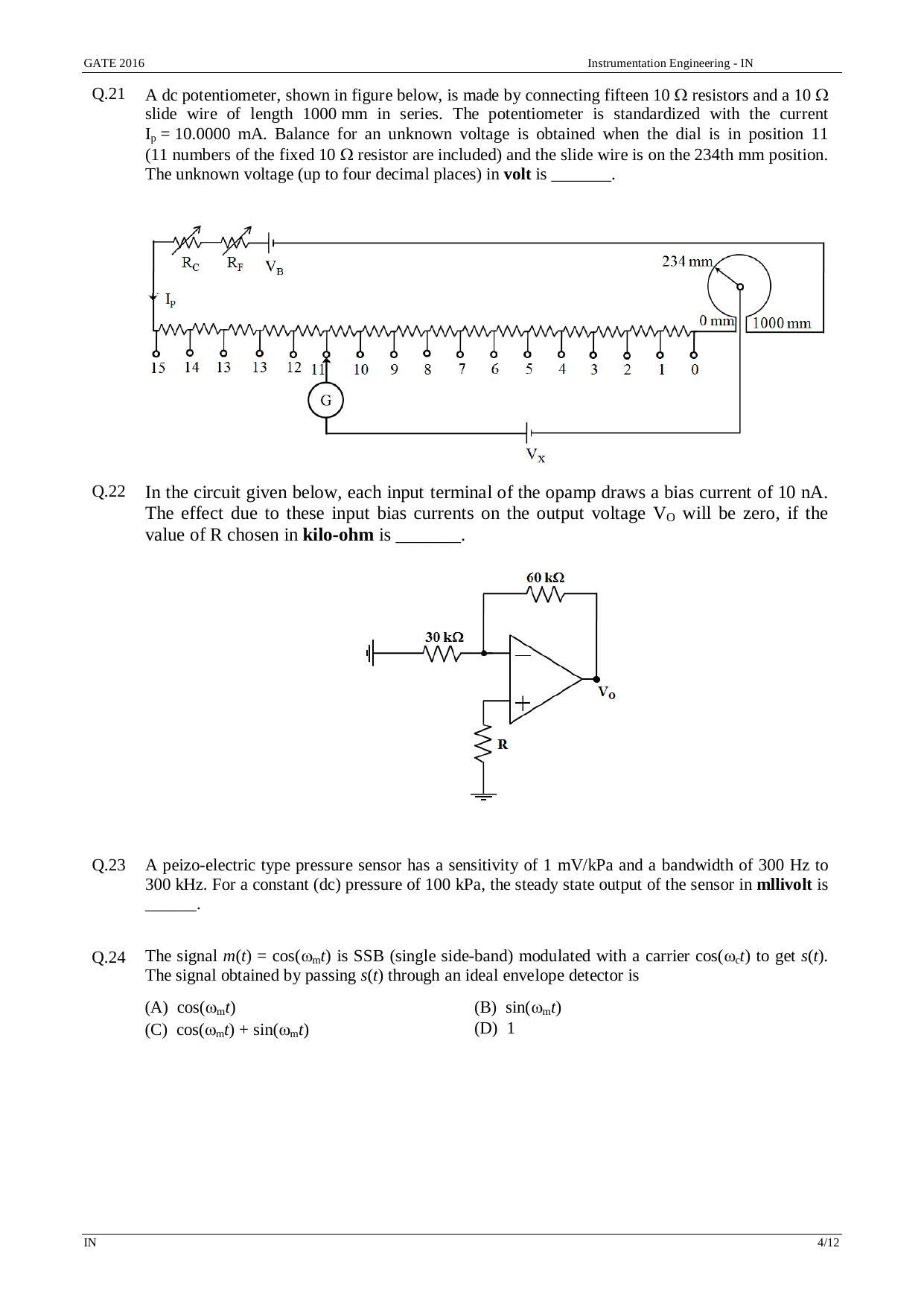 GATE 2016 Instrumentation Engineering (IN) Question Paper with Answer Key - Page 7