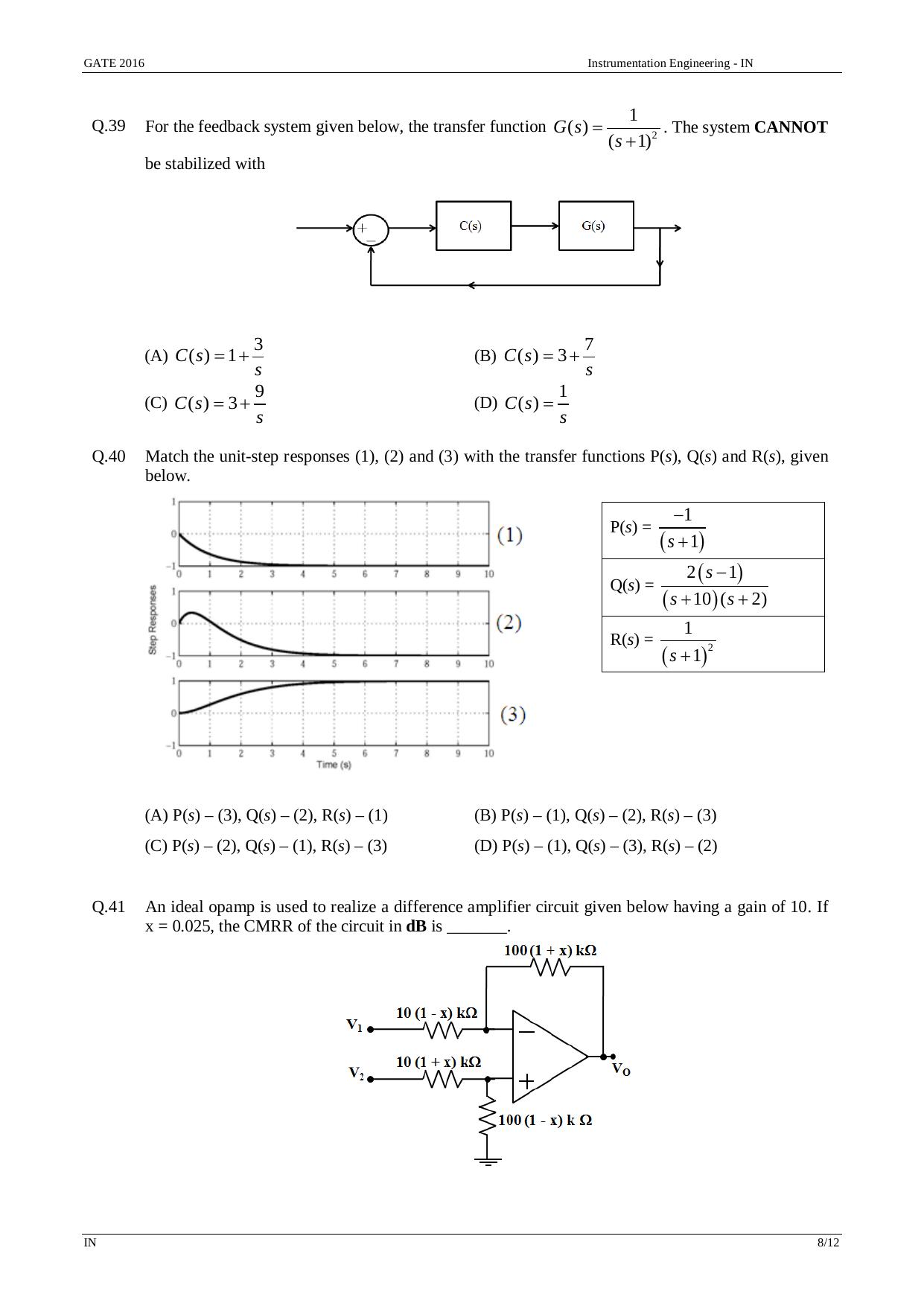 GATE 2016 Instrumentation Engineering (IN) Question Paper with Answer Key - Page 11
