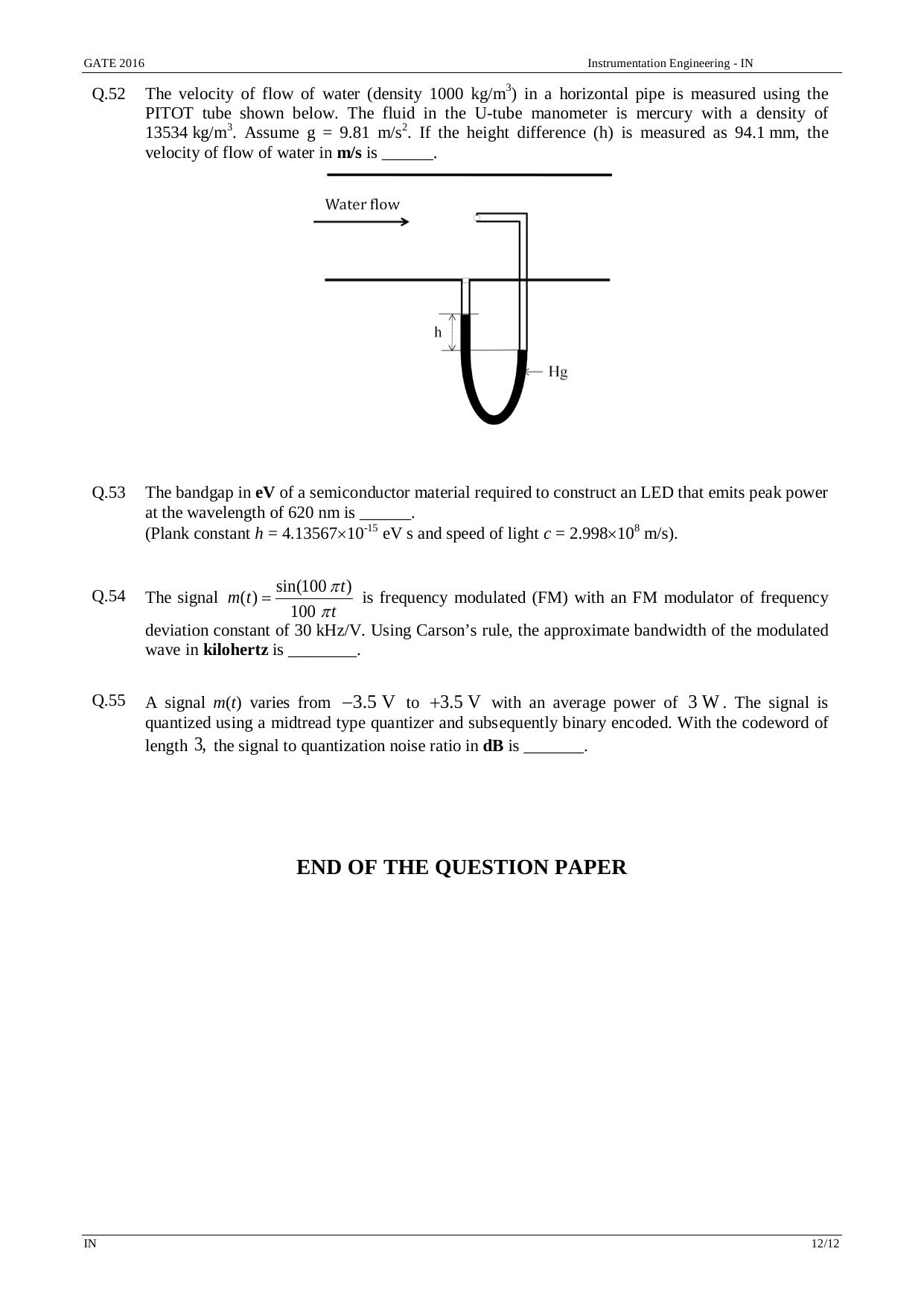 GATE 2016 Instrumentation Engineering (IN) Question Paper with Answer Key - Page 15