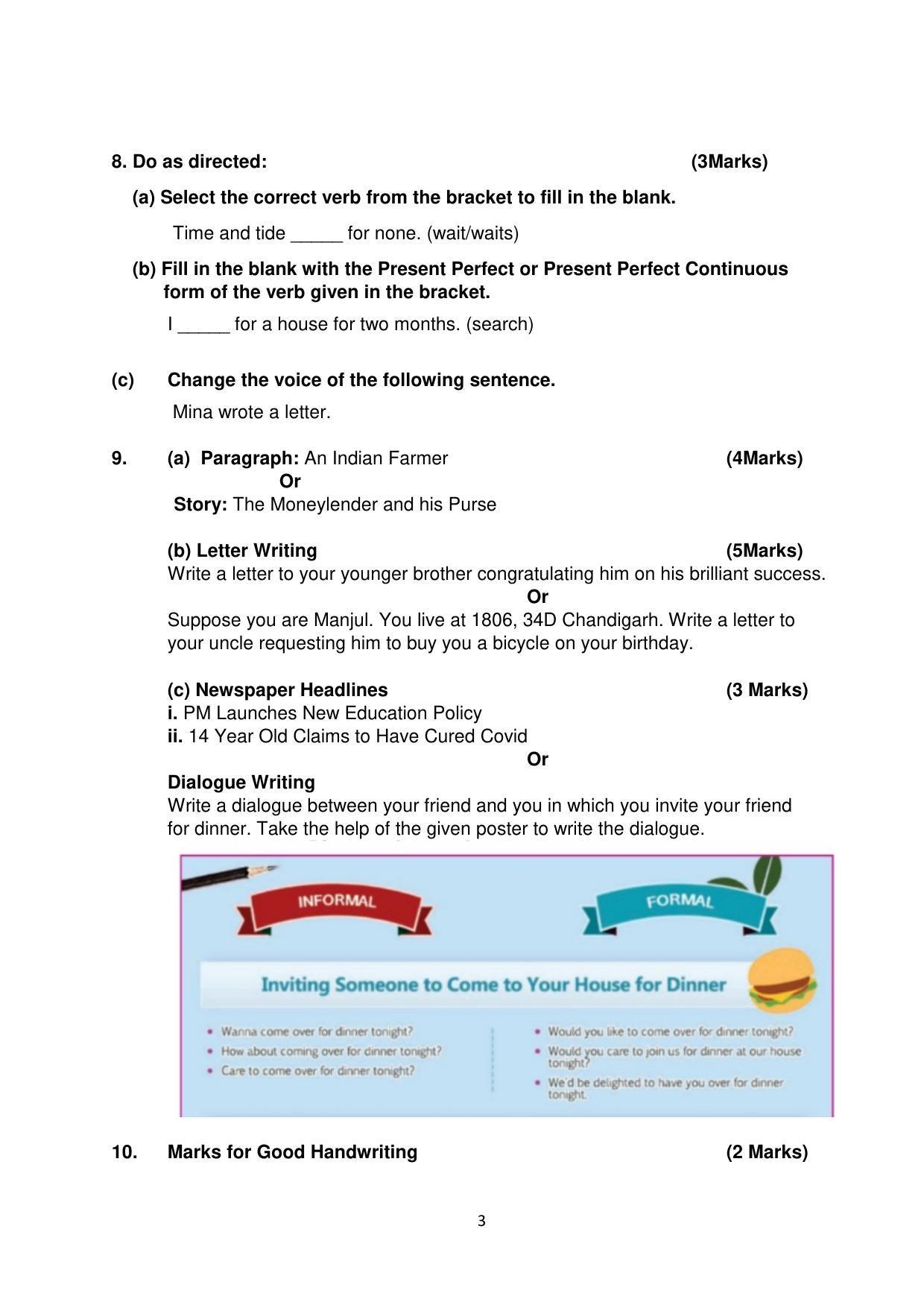 PSEB Class 8th (Term 2) English Model Paper 2021-22 - Page 3