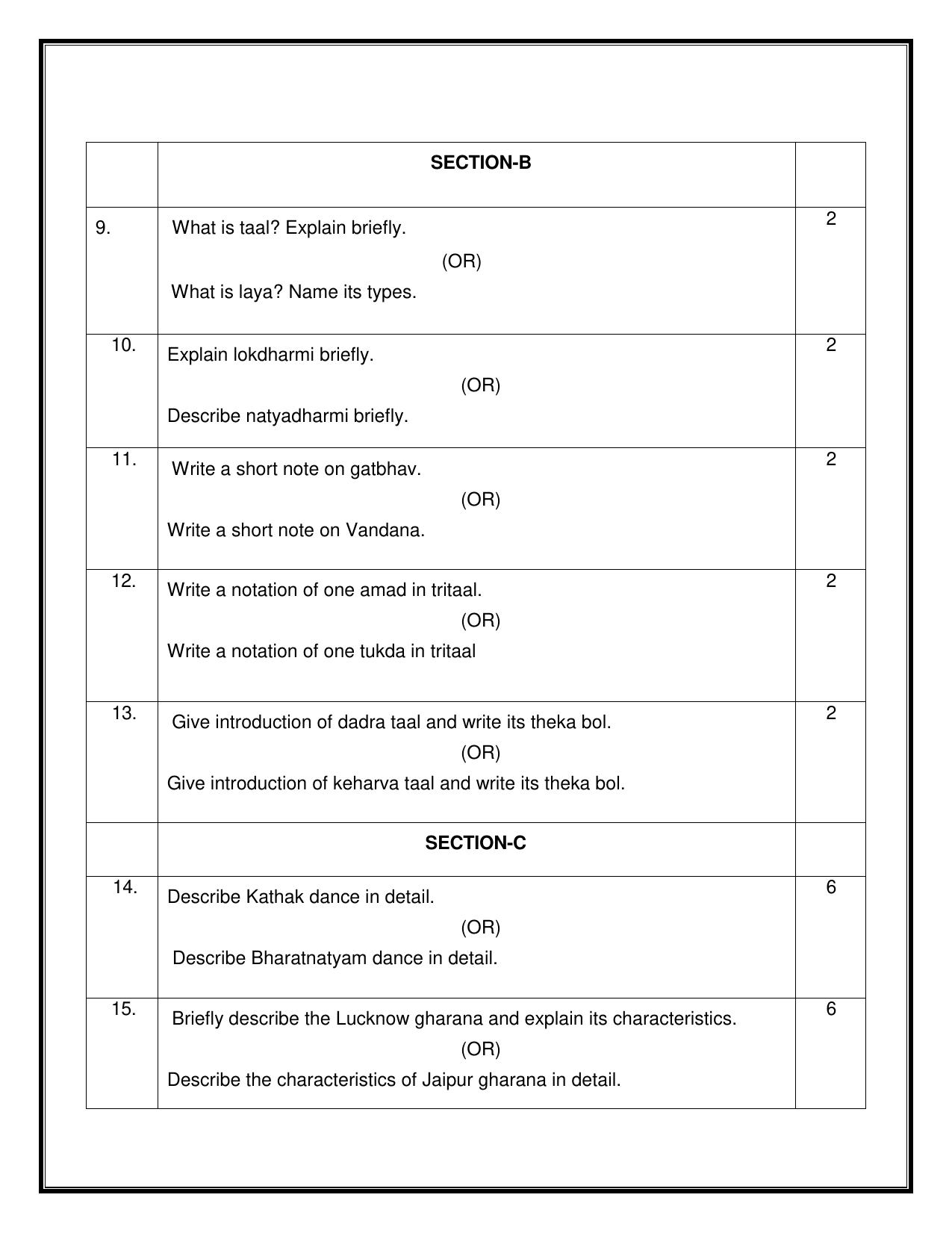 CBSE Class 12 Kathak Sample Question Paper 2024-25 - Page 3