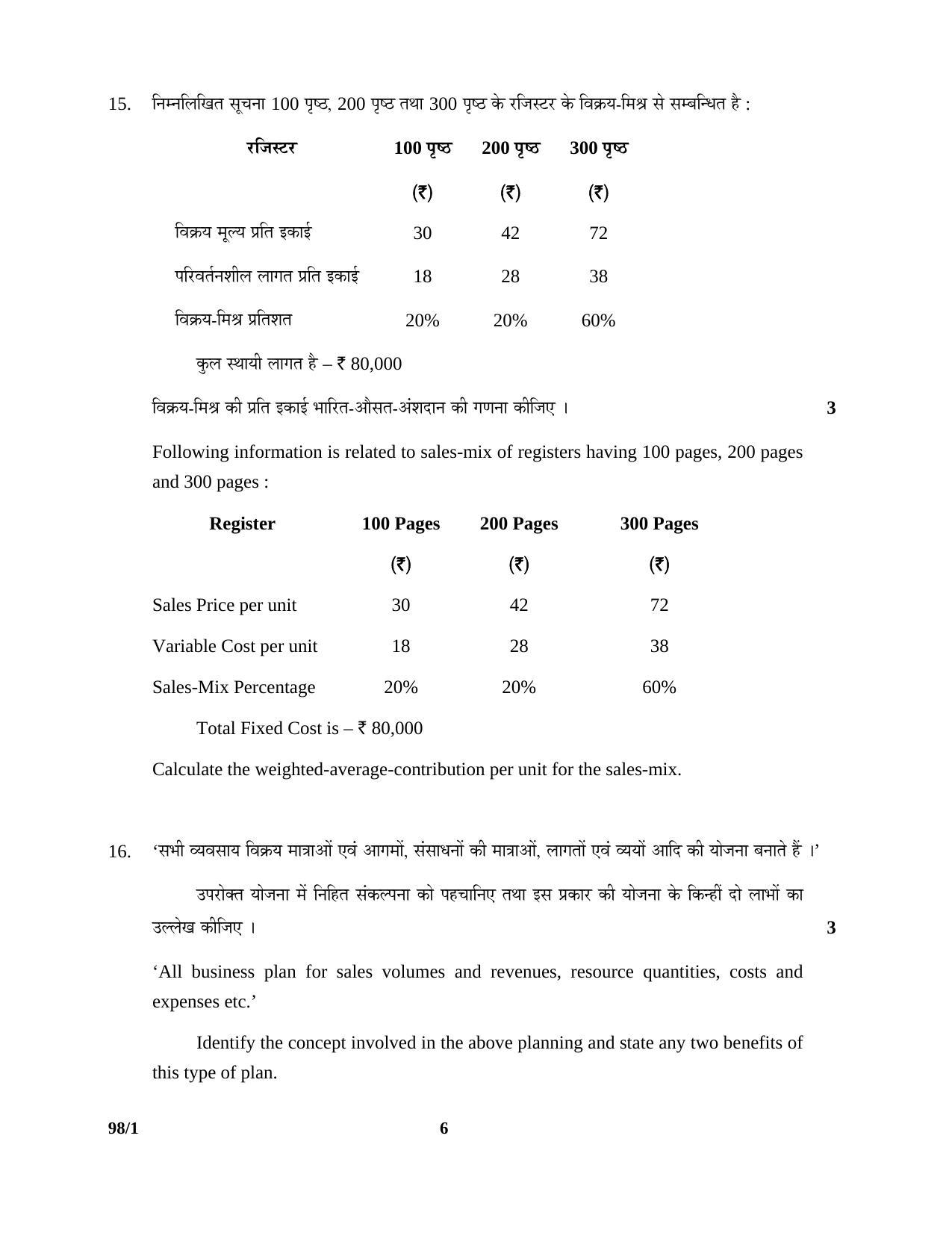CBSE Class 12 98-1 ENTREPRENEURSHIP 2016 Question Paper - Page 6