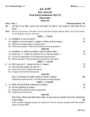 Bilaspur University Question Paper 2021-2022:B. Sc. Part-II (Two) Electronics Paper 2