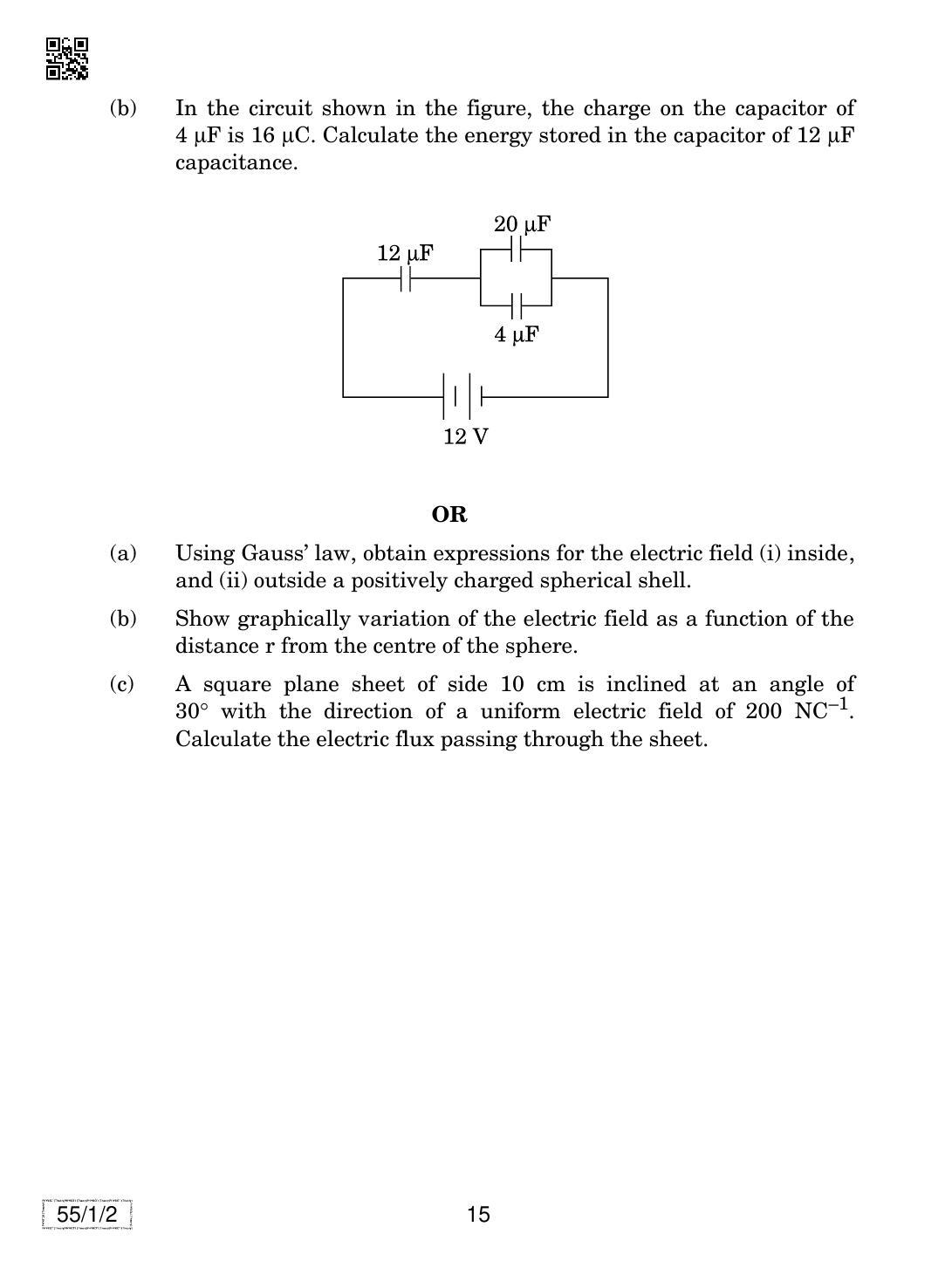 CBSE Class 12 55-1-2 PHYSICS 2019 Compartment Question Paper - Page 15