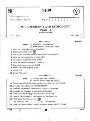 AP Intermediate 2nd Year Vocational Question Paper September-2021 - Microbiology&Pathology-I