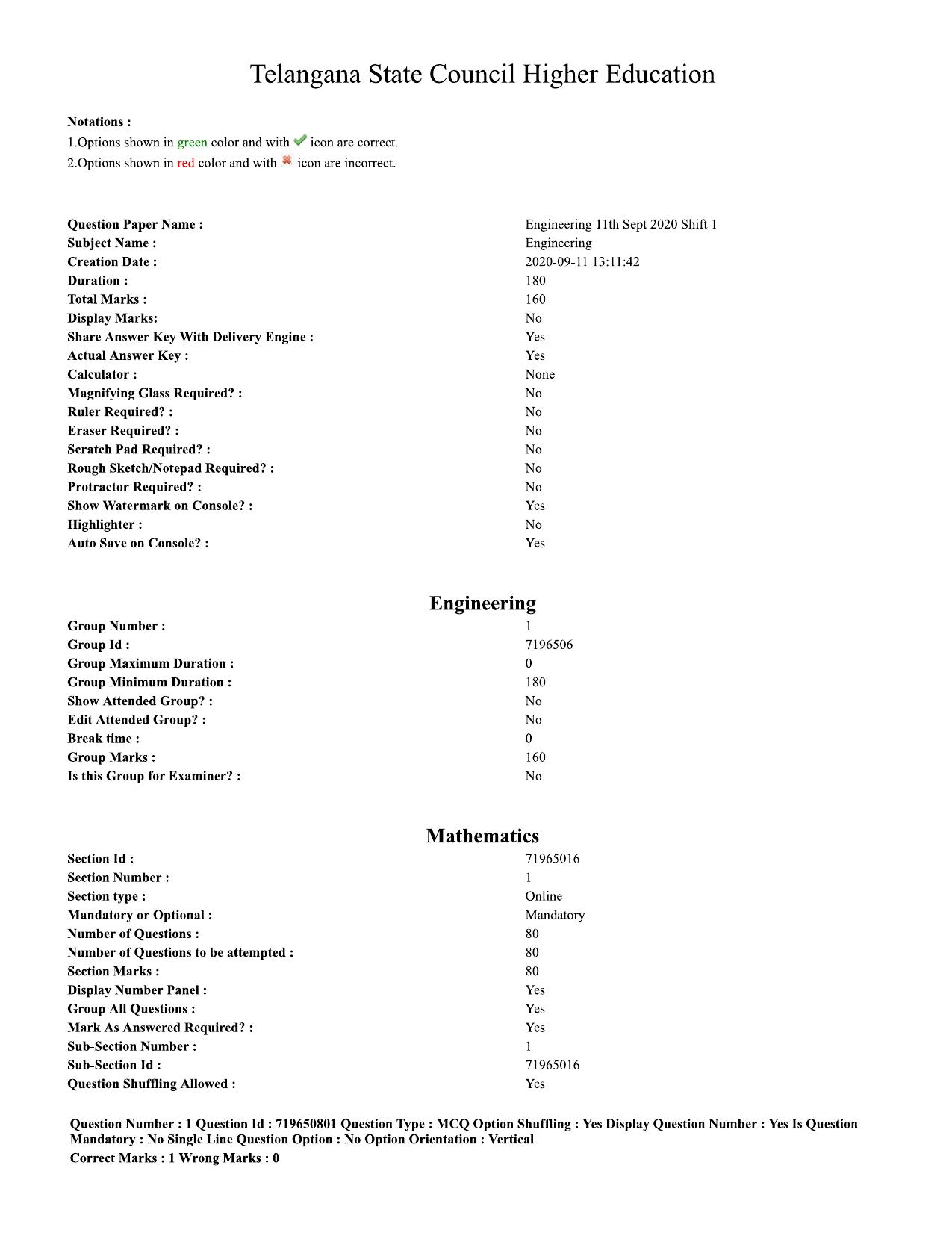 TS EAMCET 2020 Engineering Question Paper with Key (11 Sep.2020 Forenoon) - Page 1