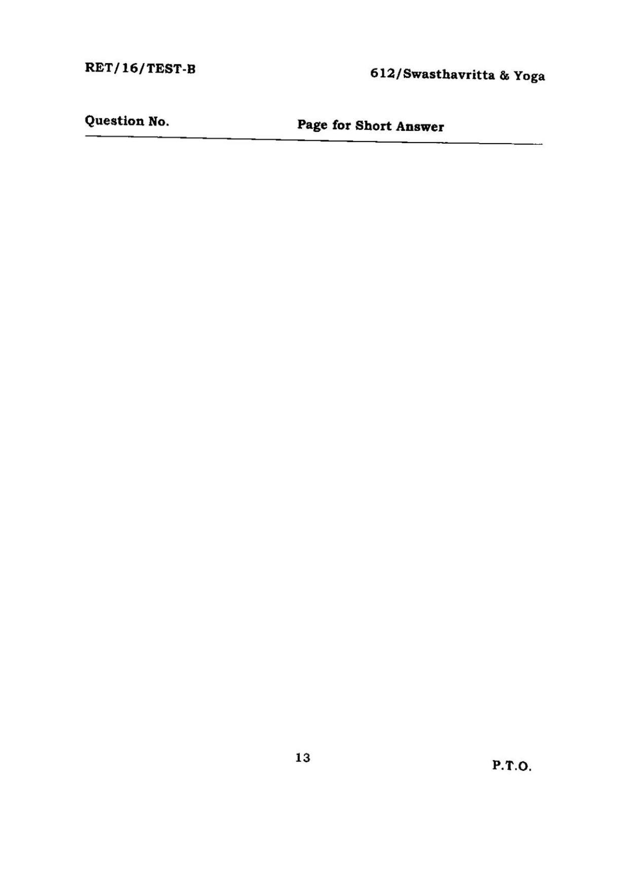 BHU RET SWASTHAVRITH & YOGA 2016 Question Paper - Page 13