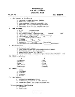 CBSE Worksheets for Class 7 Science Heat Assignment 2