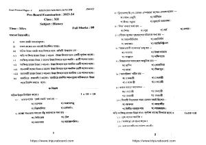 TBSE Class 12 PB History Set-C Question Paper 2024