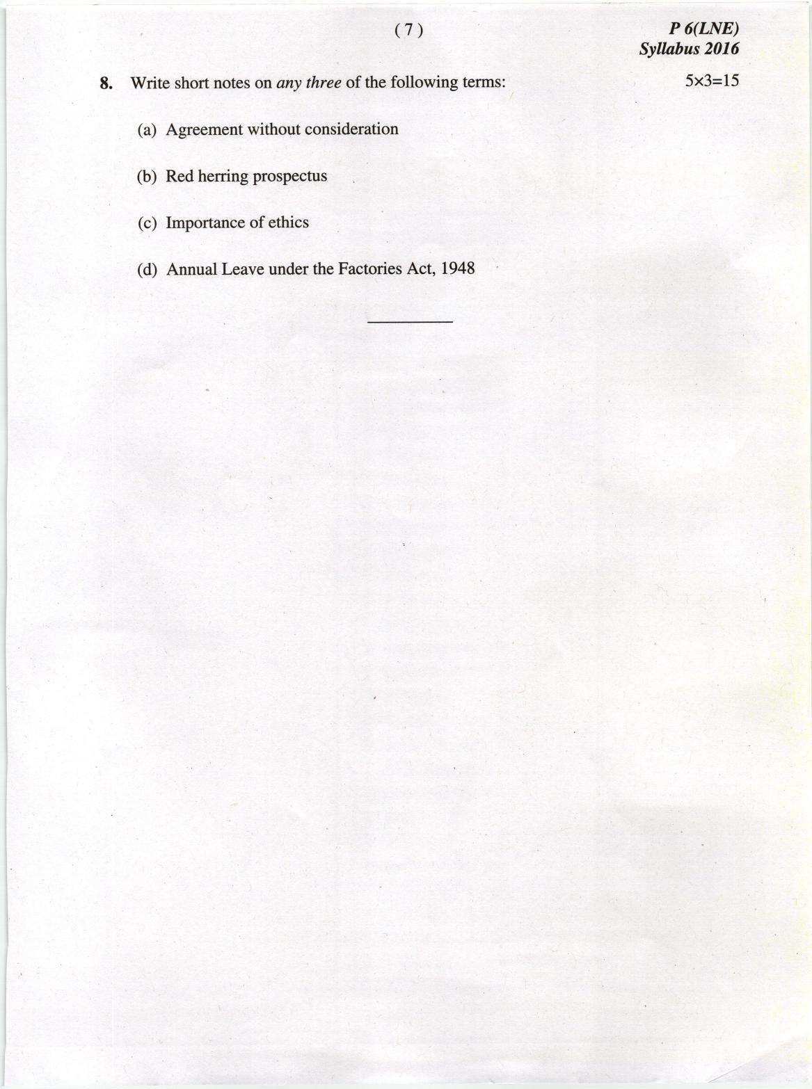ICMAI June 2019 Laws and Ethics Question Paper - Page 7