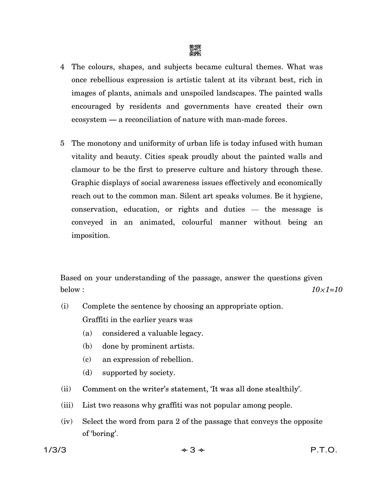 CBSE Class 12 1-3-3 English Core 2023 Question Paper - Page 3