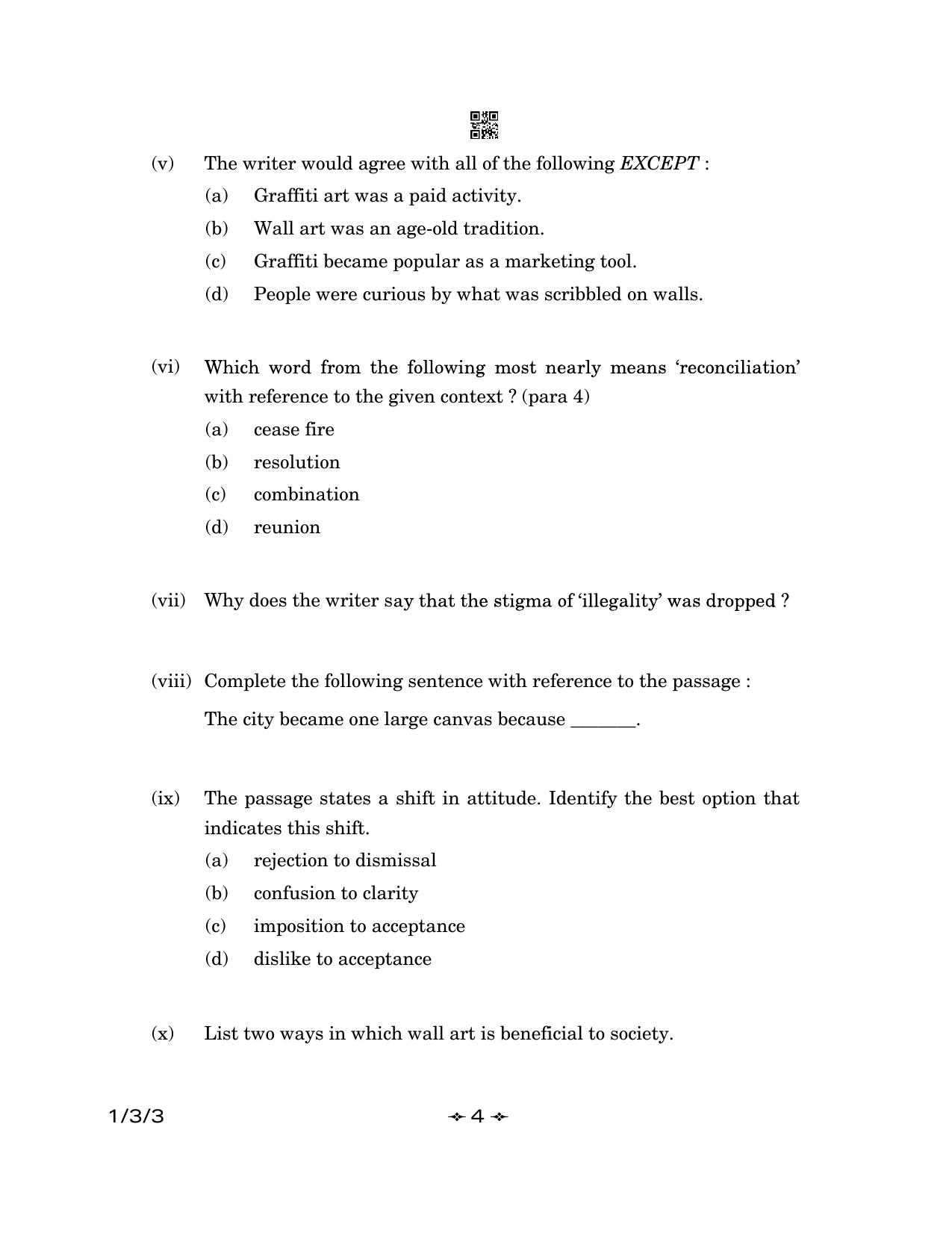 CBSE Class 12 1-3-3 English Core 2023 Question Paper - Page 4