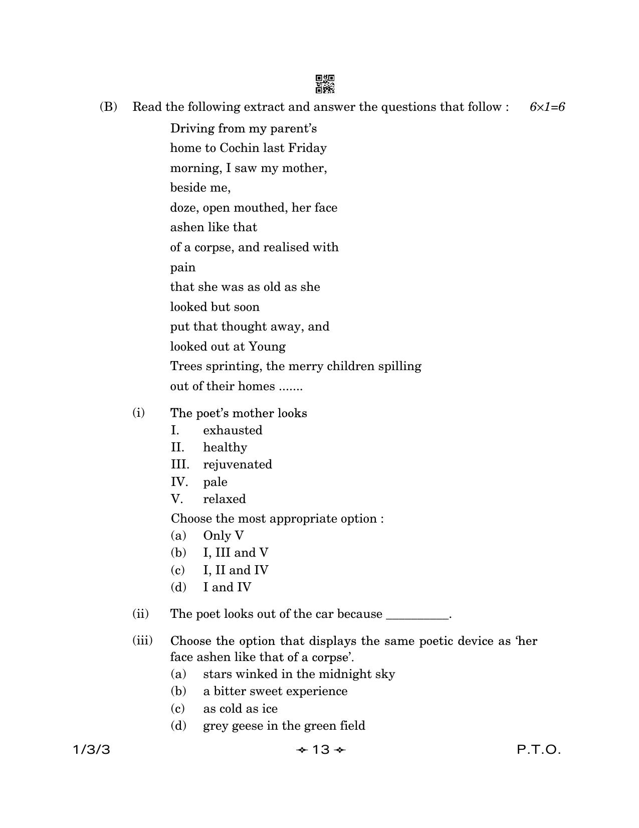 CBSE Class 12 1-3-3 English Core 2023 Question Paper - Page 13