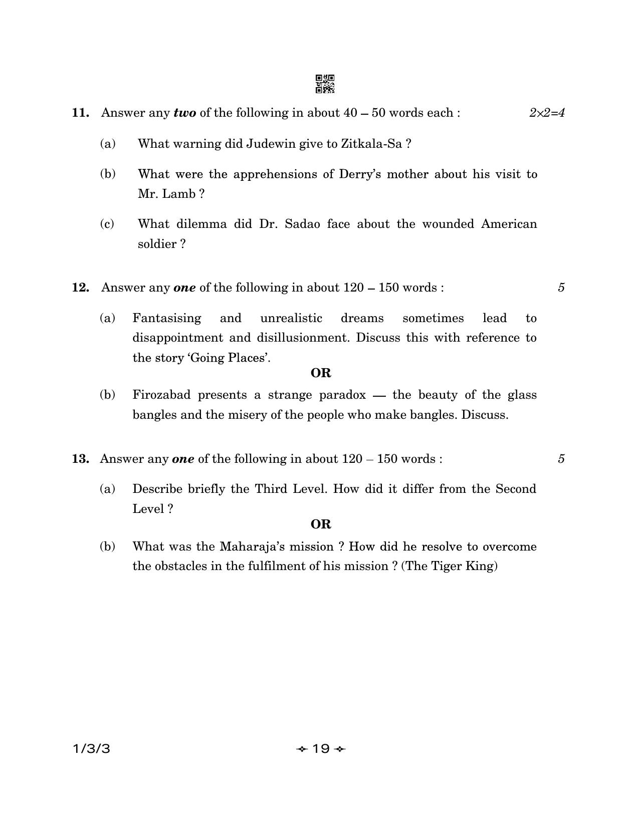 CBSE Class 12 1-3-3 English Core 2023 Question Paper - Page 19