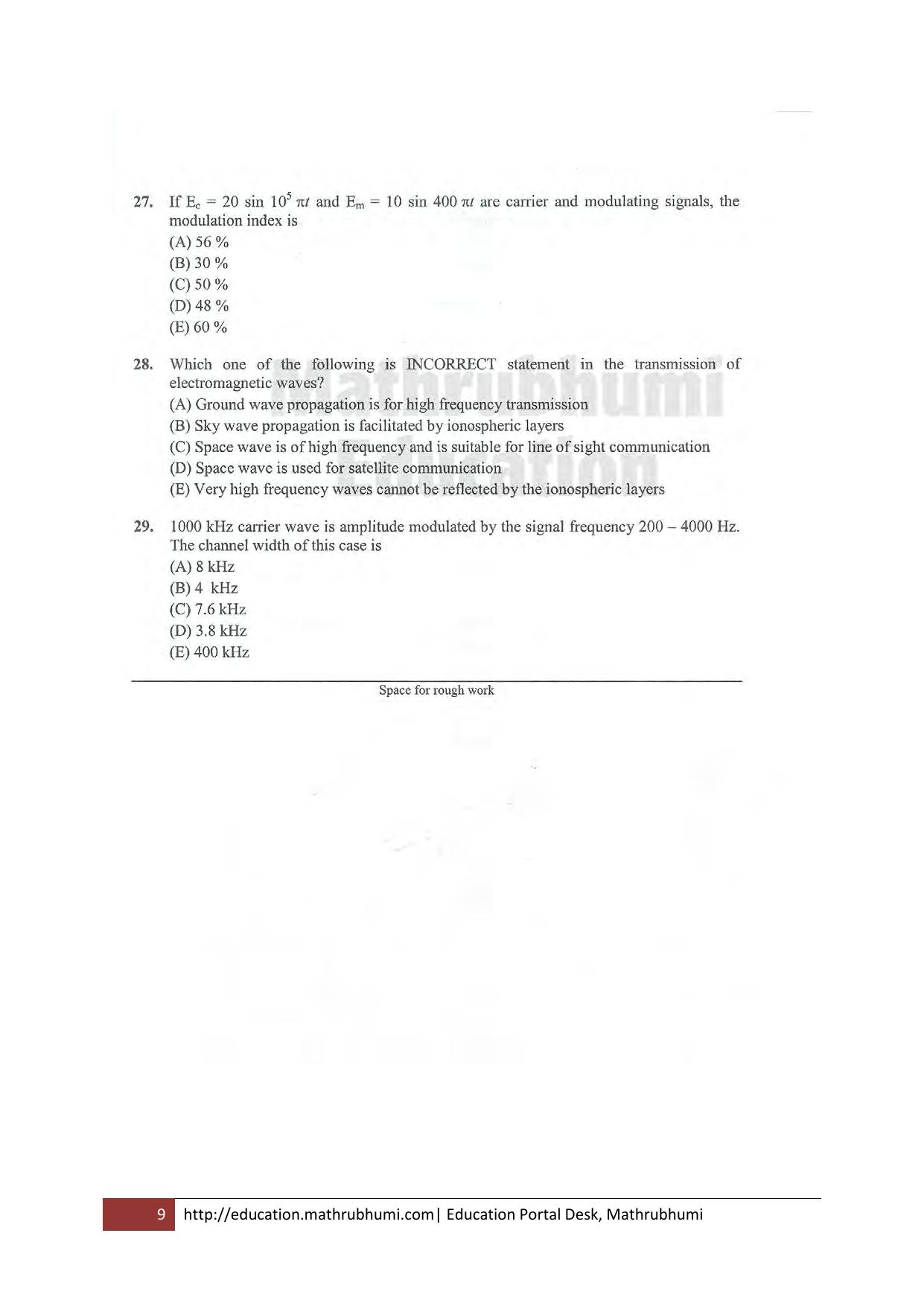 KEAM Paper I 2011 Question Paper - Page 9