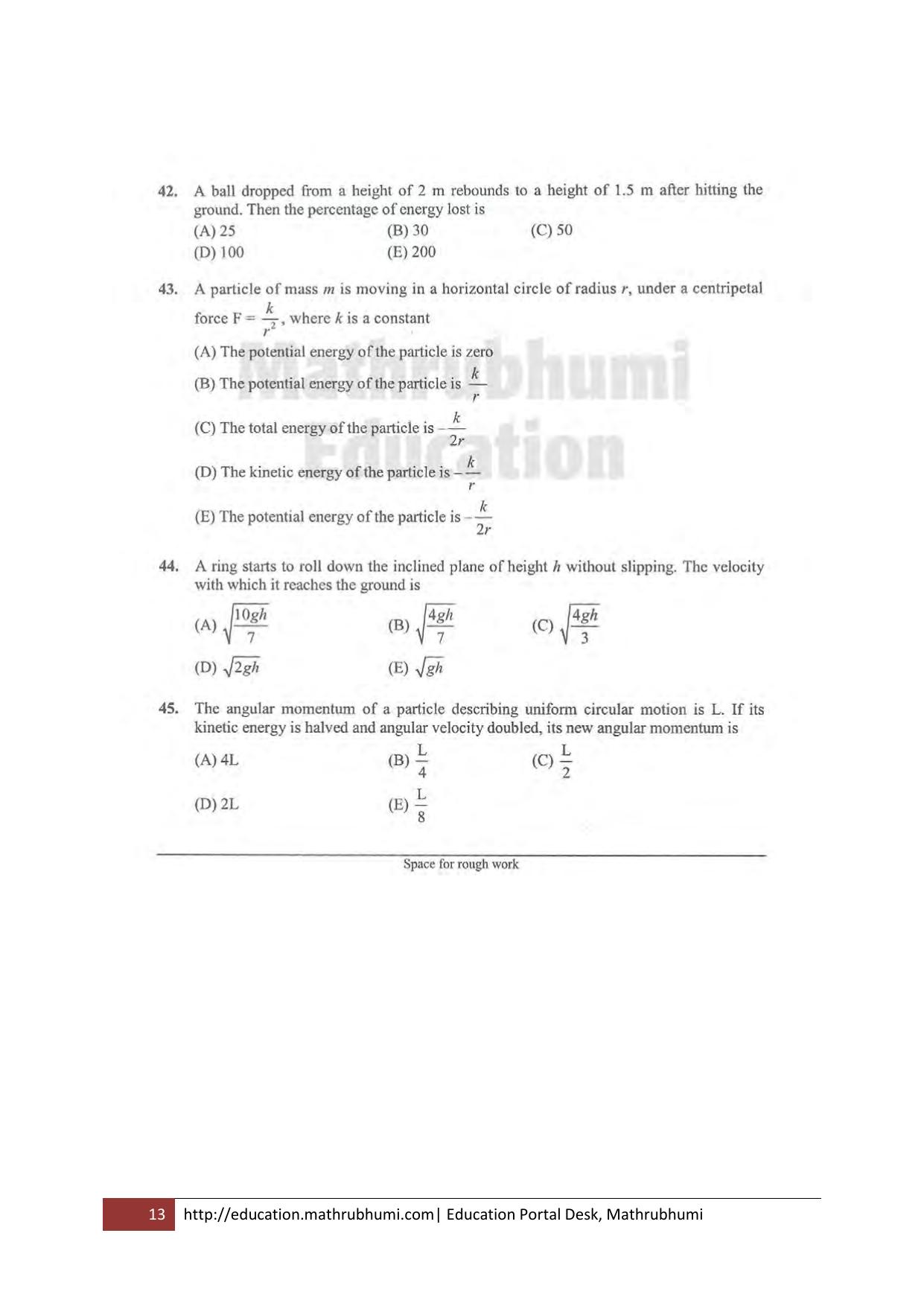 KEAM Paper I 2011 Question Paper - Page 13