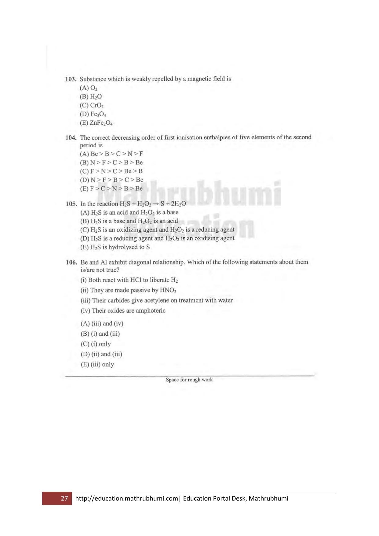 KEAM Paper I 2011 Question Paper - Page 27